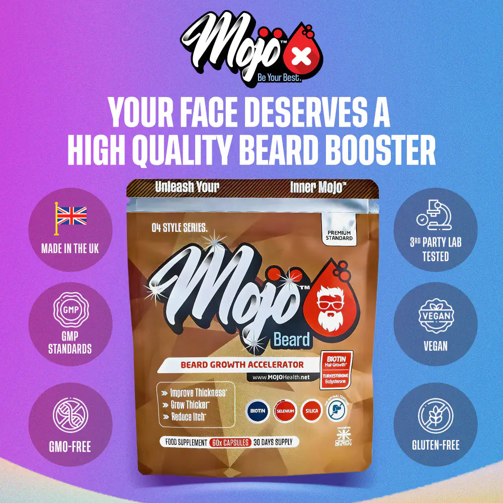 Mojo Beard Growth Supplements To Grow A Beard Facial Hair Accelerate Biotin Turkesterone Best Uk Capsules 3