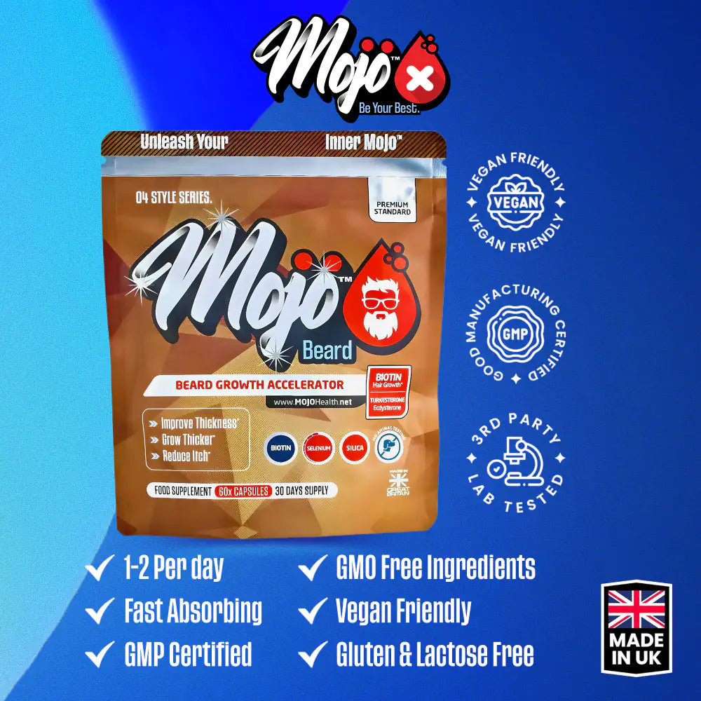 Mojo Beard Growth Supplements To Grow A Beard Facial Hair Accelerate Biotin Turkesterone Best Uk Capsules