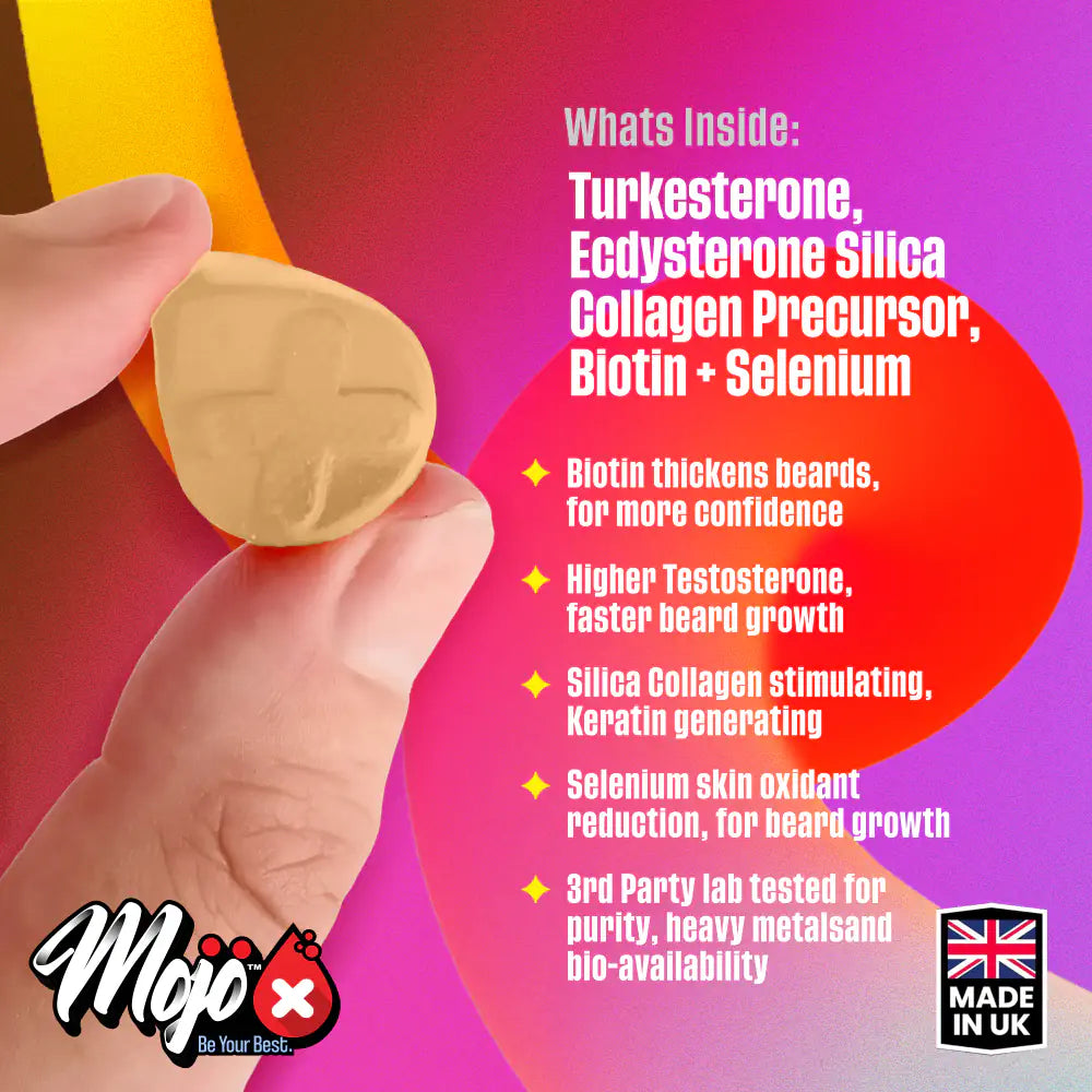 Mojo Beard Growth Supplements Vitamins To Grow A Beard Facial Hair Biotin Turkesterone Silica Accelerate Accelerator Gummies 4