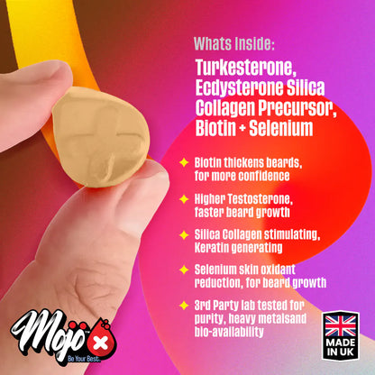 Mojo Beard Growth Supplements Vitamins To Grow A Beard Facial Hair Biotin Turkesterone Silica Accelerate Accelerator Gummies 4