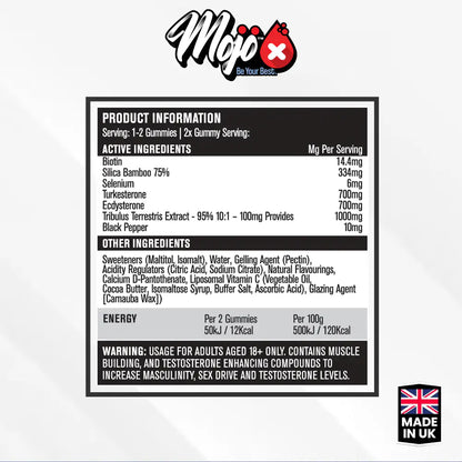 Mojo Beard Growth Supplements Vitamins To Grow A Beard Facial Hair Biotin Turkesterone Silica Accelerate Accelerator Gummies Ingredients