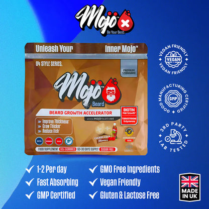 Mojo Beard Growth Supplements Vitamins To Grow A Beard Facial Hair Biotin Turkesterone Silica Accelerate Accelerator Gummies