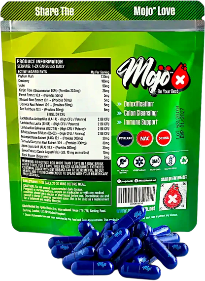 Mojo Detox Liver Colon Gallbladder Detoxification Probiotic Prebiotic Acidophilus Supplement