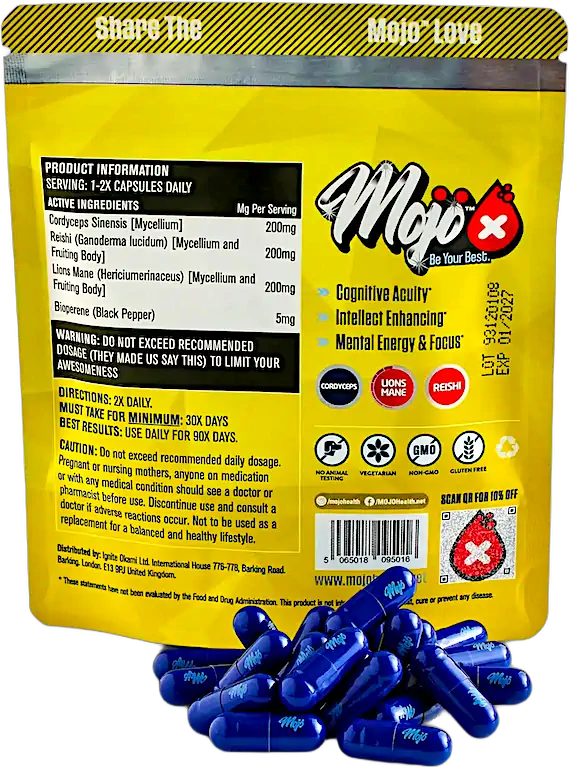 Mojo Microdose Mushroom Nootropic Lions Mane Alpha Brain Supplement
