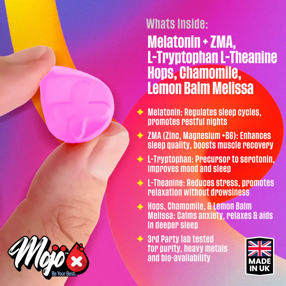Mojo Recharge Melatonin L Tryptophan L Theanine Natural Sleep Aid Gummies Valerian Hops Chamomile Supplements 4