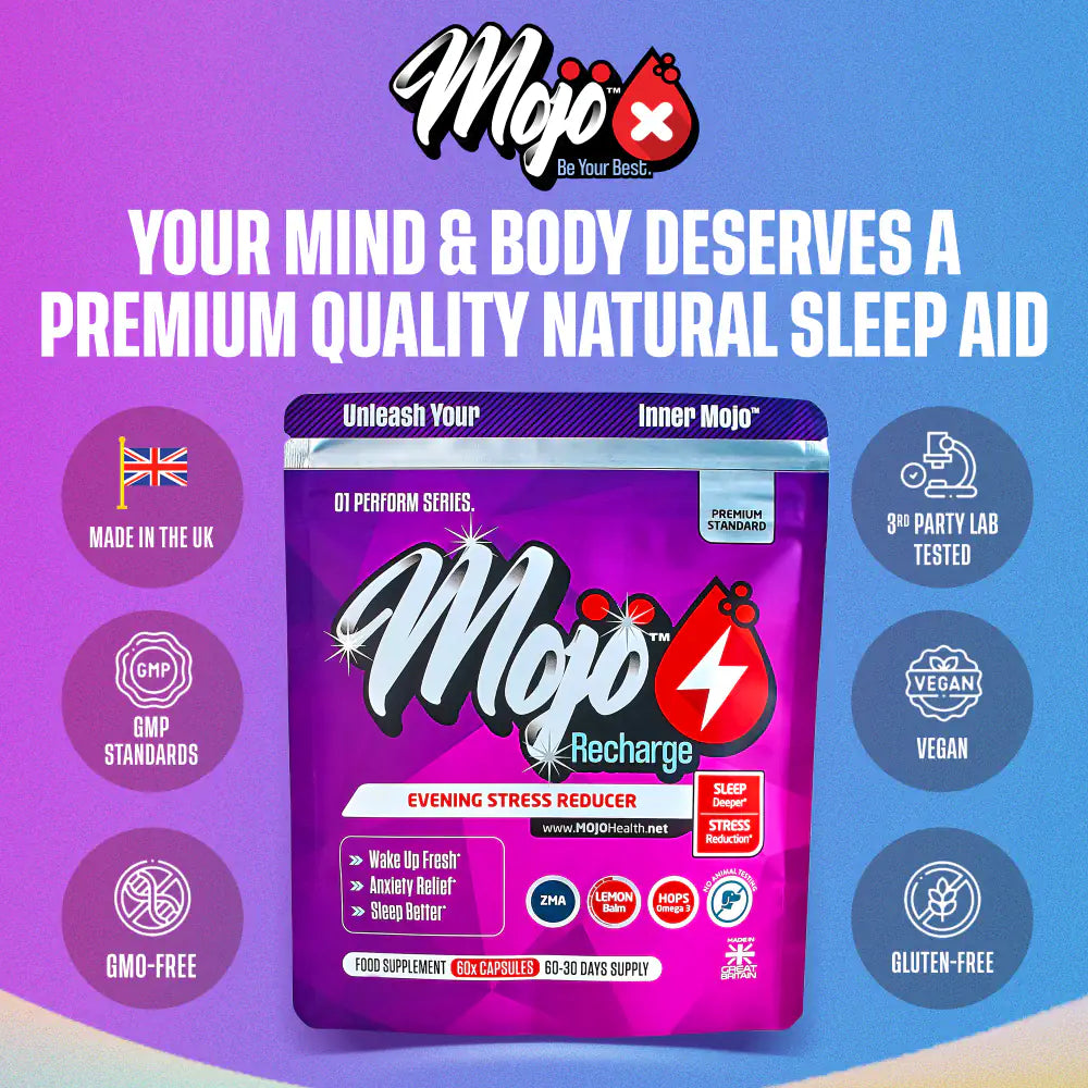Mojo Recharge Melatonin L Tryptophan L Theanine Valerian Hops Chamomile Natural Sleep Aid Capsules Supplements 3