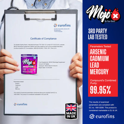 Mojo Recharge Melatonin L Tryptophan L Theanine Valerian Hops Chamomile Natural Sleep Aid Capsules Supplements Lab Purity Certification Results