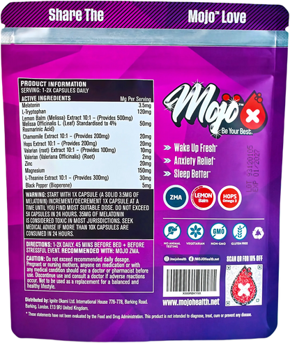 Mojo Recharge Sleep Melatonin L Tryptophan Gummies