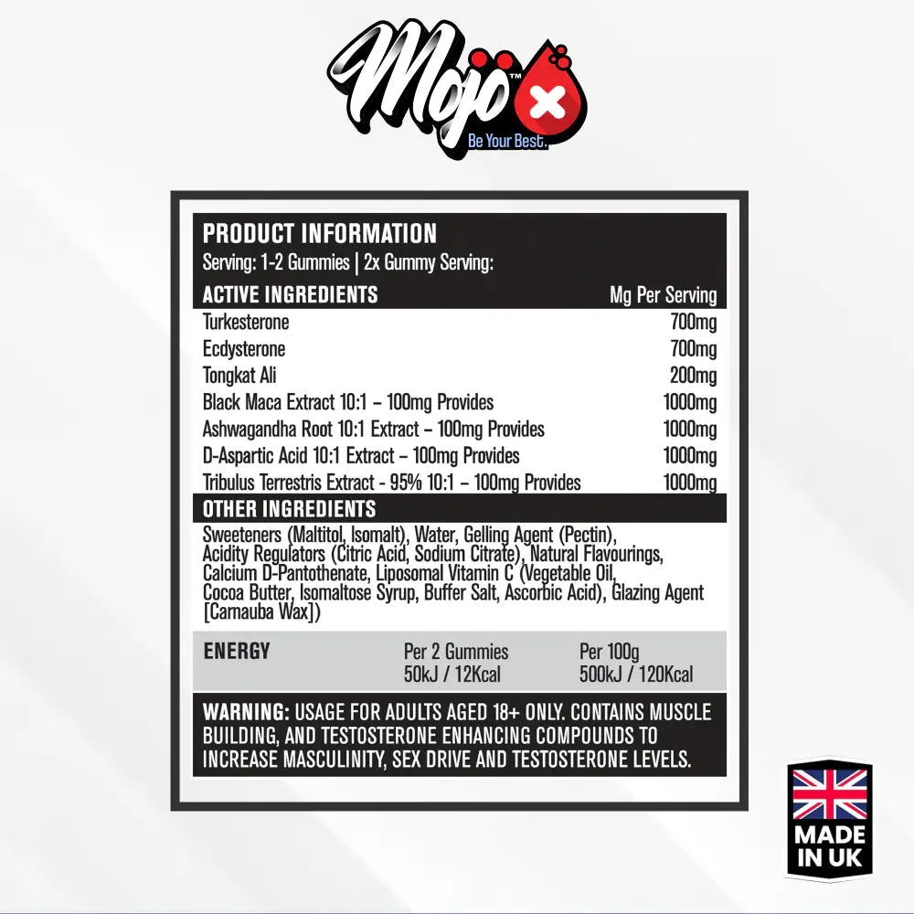 Mojo Testo Natural Testosterone Booster Gummies Best Uk Turkesterone Ecdysterone Tribulus Supplements 2