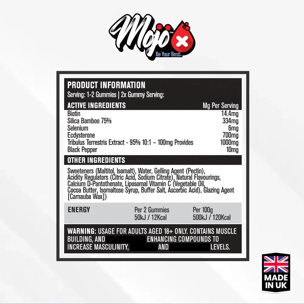 MOJO supplement facts label