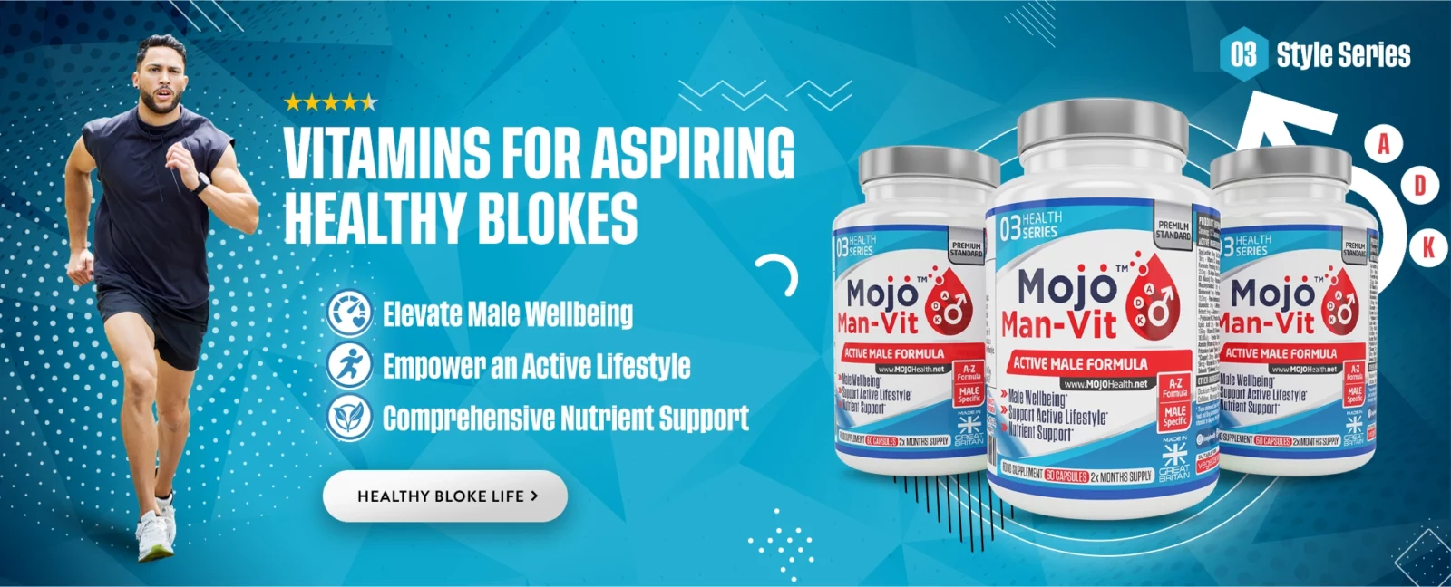 MOJO MAN VIT Best for Men Ultra Mens Optimen Male Multi Vitamin Vitamins UK Supplements