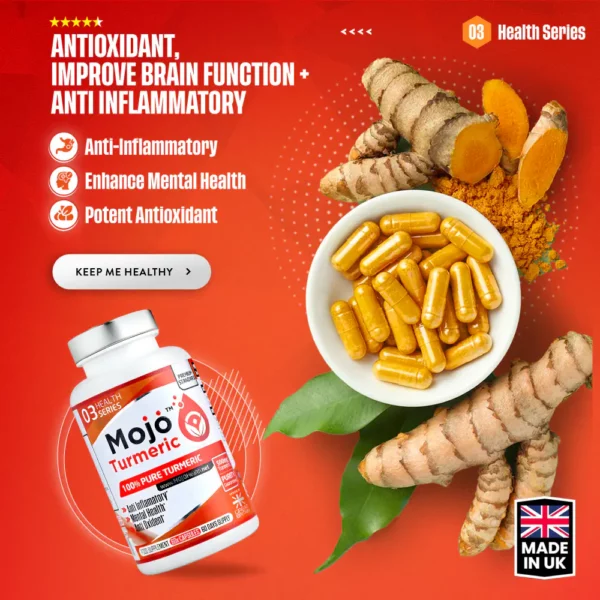 MOJO Turmeric Curcumin Tumeric Black Pepper High Strength Anti Inflammatory Best UK Supplements