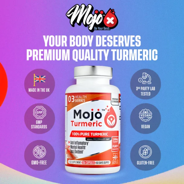 MOJO Turmeric Curcumin Tumeric Black Pepper High Strength Anti Inflammatory Best UK Supplements