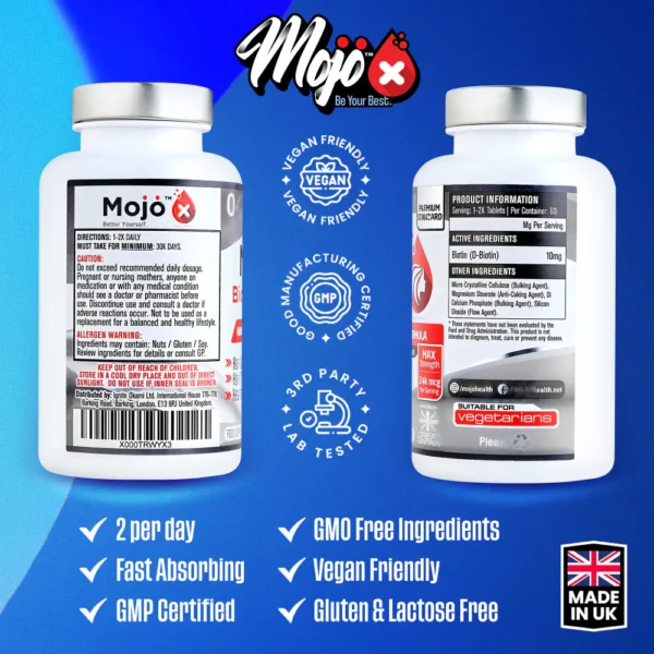 Mojo Biotin Hair Growth Hair Loss B7 Men Womens Beauty Skin Nails Supplement 2
