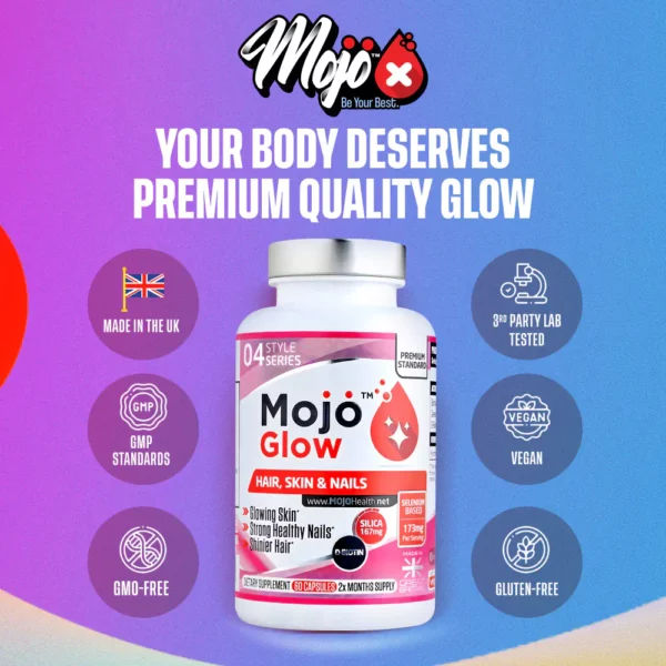 Mojo Glow Collagen Peptide Booster Silica Pure D Biotin Biotin B7 Selenium 3