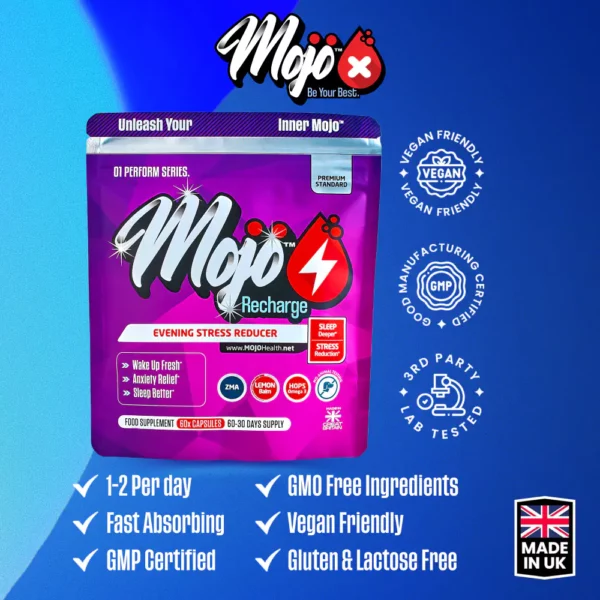 Mojo Recharge Melatonin L Tryptophan L Theanine Valerian Hops Chamomile Natural Sleep Aid Capsules Supplements