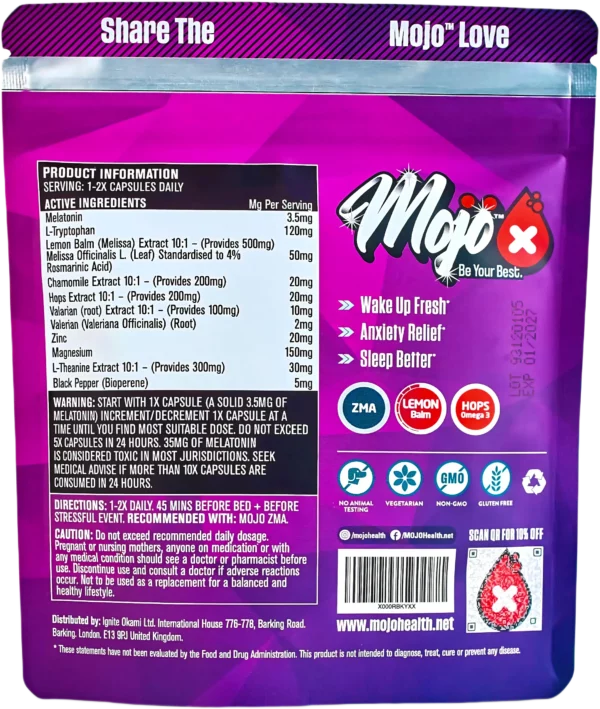 Mojo Recharge Sleep Melatonin L Tryptophan Gummies