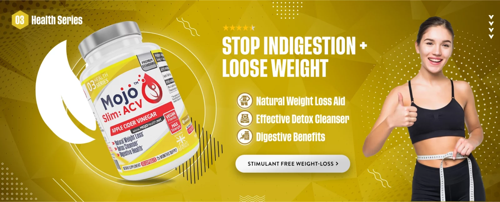 Mojo Slim Acv Apple Cider Vinegar Mother Digestive Enzyme Gut Health Tablets Pills Supplements