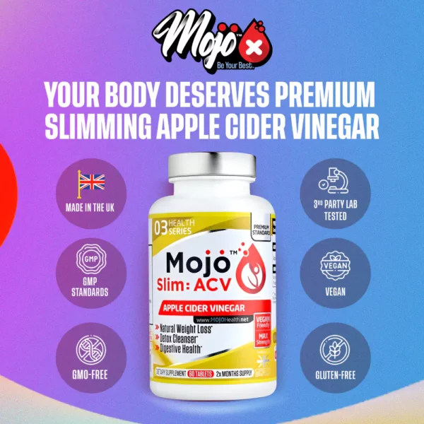 Mojo Slim Acv Apple Cider Vinegar With Mother Digestive Enzyme Gut Health Tablets Pills Supplements 3