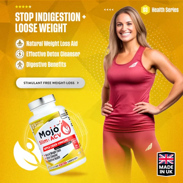 Mojo Slim Acv Apple Cider Vinegar With Mother Digestive Enzyme Gut Health Tablets Pills Supplements 5
