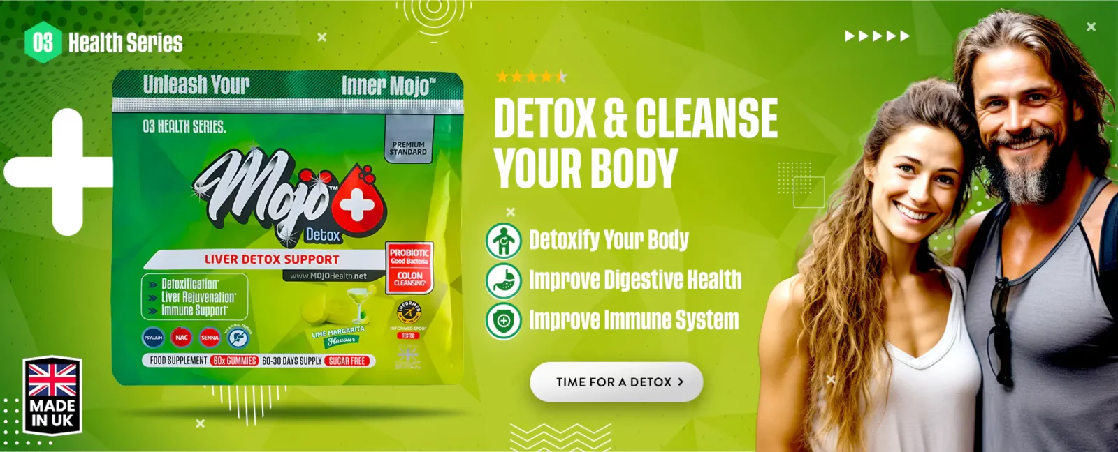 MOJO Liver Detox Gummies Gallbladder Detoxification Supplements Colon Cleanse Vitamins Best UK