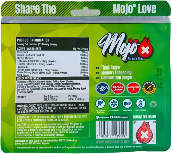 MOJO Kickstart Gummies - Nootropic Huperzine A Alpha GPC