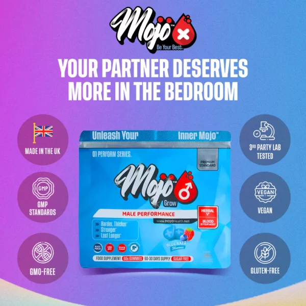 Mojo Grow Mens Male Libido Maca Root Black Best Sexual Drive Health Erectile Dysfunction Gummies 3