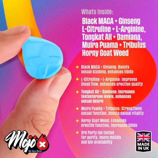 Mojo Grow Mens Male Libido Maca Root Black Best Sexual Drive Health Erectile Dysfunction Gummies 4
