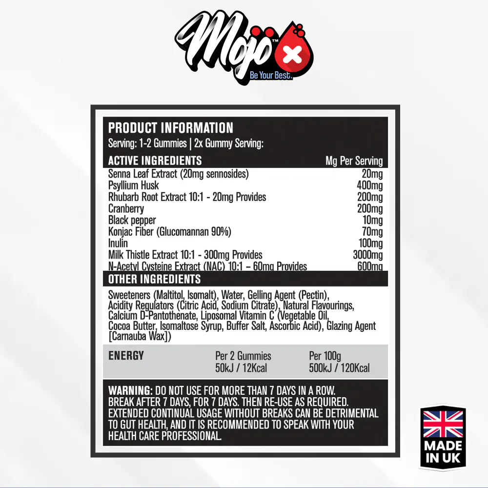 MOJO Liver Alcohol Detox Gummies Constipation Gallbladder Probiotics Prebiotics Best UK Gummy Colon Cleanse Supplements Ingredients